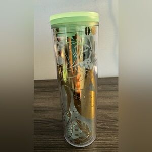 Starbucks 2020 Mint Green Gold Mermaid Siren Acrylic Cold Cup Tumbler Lid 16 Oz